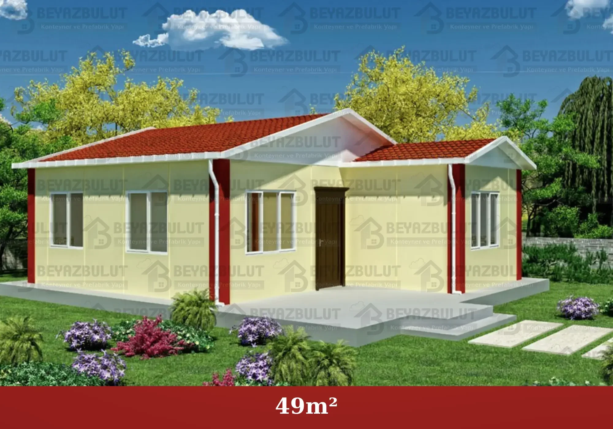 2+1 Tek Katlı Prefabrik Ev 49 m² | Ekonomik Prefabrik Ev Modelleri