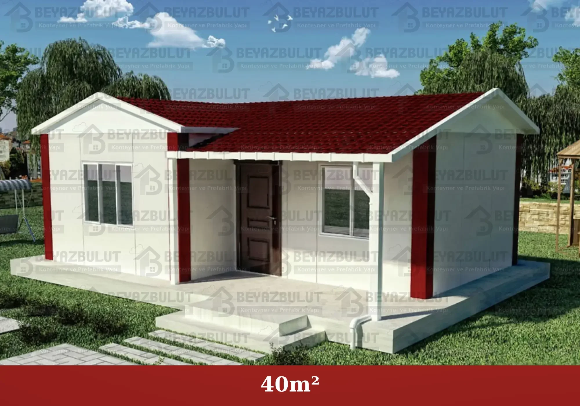 1+1 Tek Katlı Prefabrik Ev 40 m² | Ekonomik Prefabrik Ev Modelleri modeli